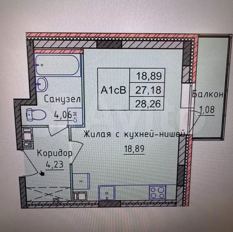 1-к. квартира, 29 м, 5/10 эт. - Фото 0