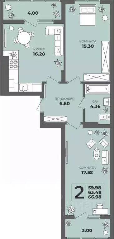 2-к кв. Калининградская область, Калининград ул. Генерала Толстикова, ... - Фото 0