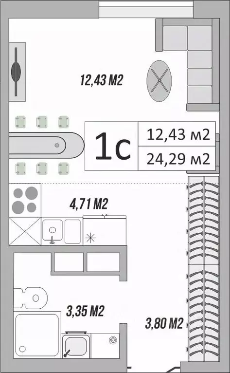 1-к кв. Оренбургская область, Оренбург ул. Яицкая, 11 (24.79 м) - Фото 0