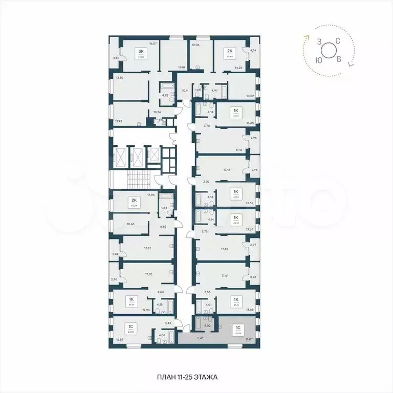 Квартира-студия, 25,6 м, 23/25 эт. - Фото 1