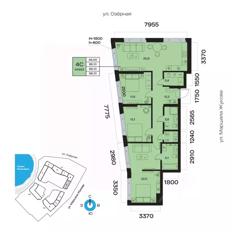 4-к кв. Башкортостан, Уфа Сипайлово жилрайон, Атлантис жилой комплекс ... - Фото 0