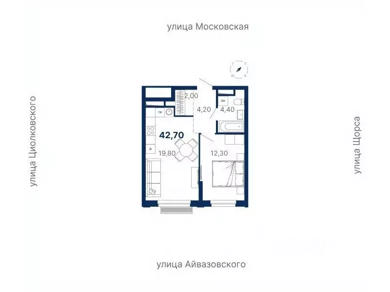 1-к кв. Свердловская область, Екатеринбург ул. Московская, 249/2 (42.4 ... - Фото 0