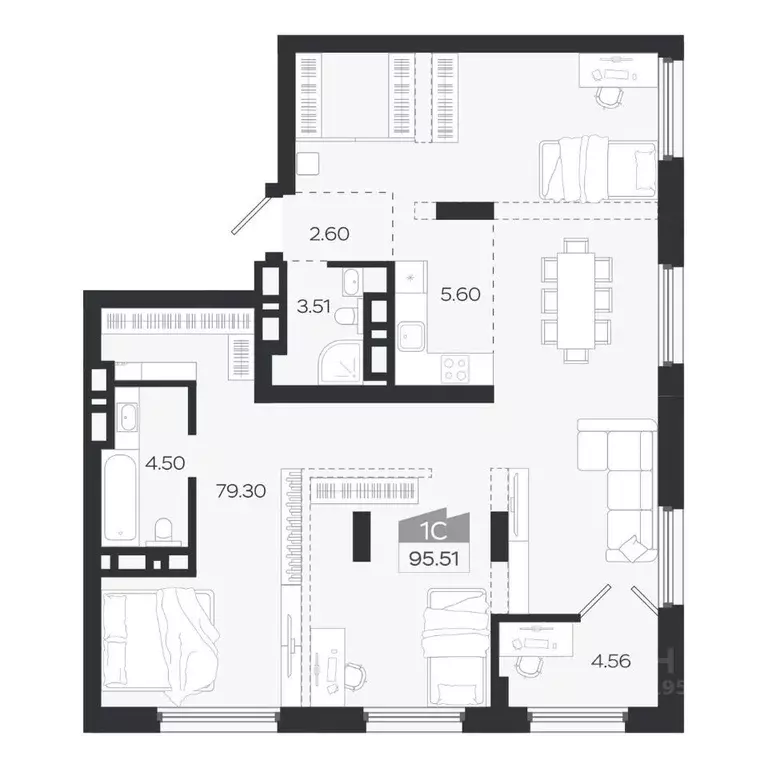 1-к кв. Томская область, Томск просп. Ленина, 206В (95.51 м) - Фото 1