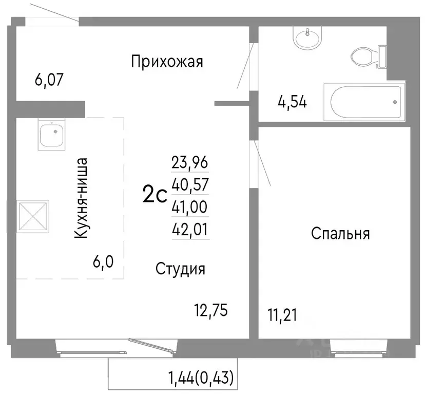 2-к кв. Челябинская область, Челябинск Нефтебазовая ул., 1к2 (41.0 м) - Фото 0