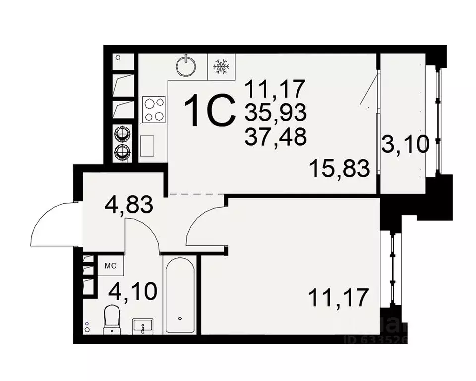 1-к кв. Рязанская область, Рязань Торговый Городок тер., Медиана жилой ... - Фото 1