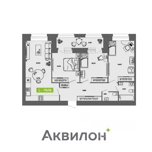 3-к кв. Архангельская область, Архангельск Аквилон Роса жилой комплекс ... - Фото 0