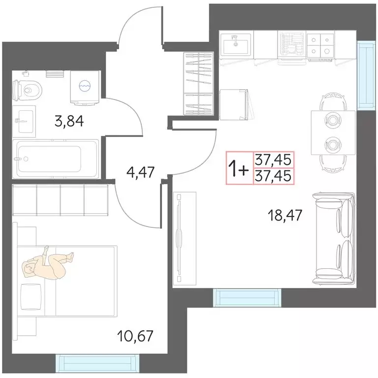 1-комнатная квартира: Тобольск, микрорайон 7А, 29 (37.36 м) - Фото 0
