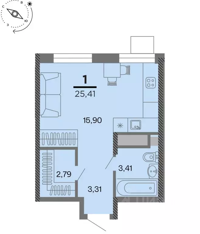1-к кв. Рязанская область, Рязань Метропарк тер., Метропарк жилой ... - Фото 1