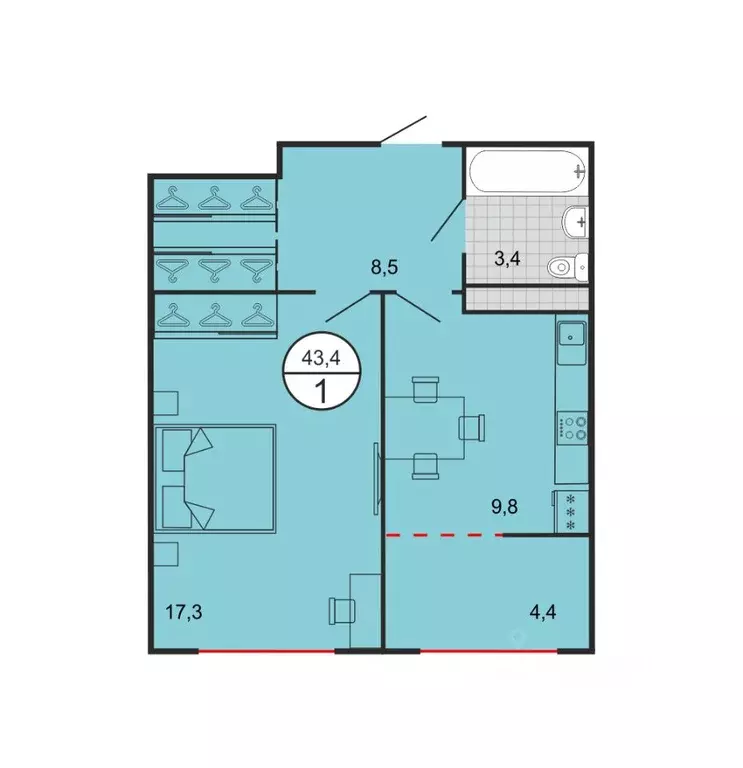 1-к кв. Ставропольский край, Георгиевск Олимп жилой комплекс (43.4 м) - Фото 0