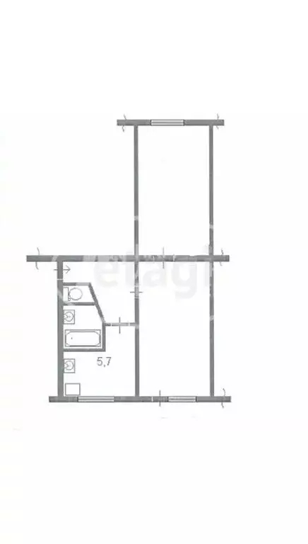2-комнатная квартира: Товарковский, Первомайская улица, 12 (43 м) - Фото 1