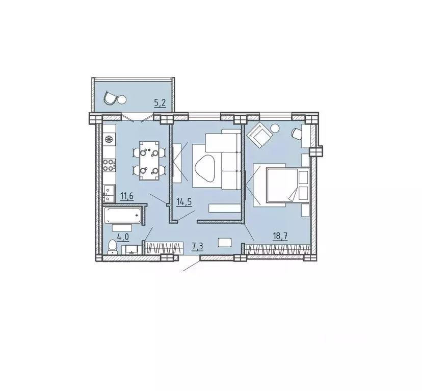 2-к кв. Воронежская область, Воронеж Цимлянская ул., 10В/2 (57.7 м) - Фото 1