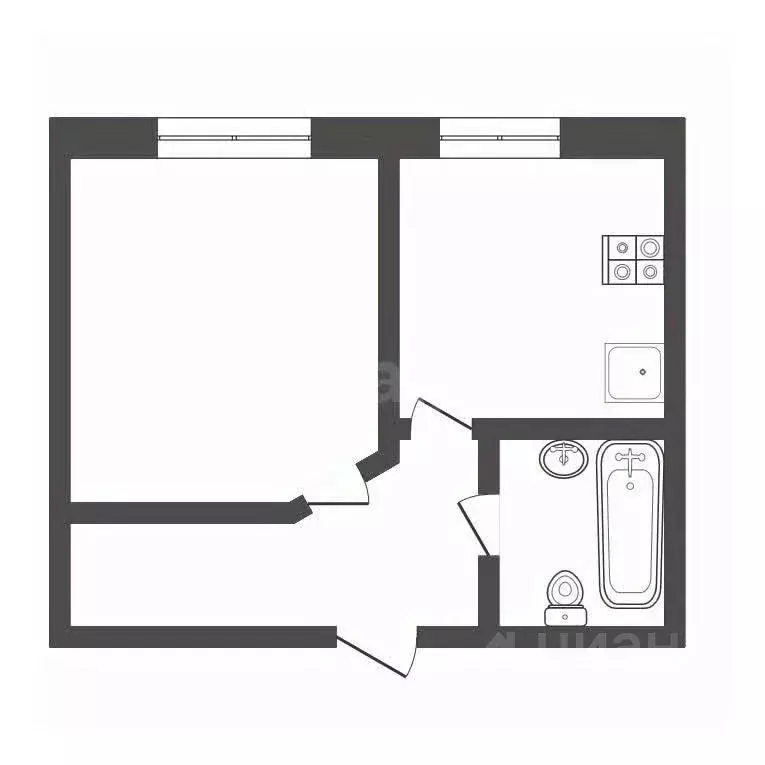 1-к кв. Тульская область, Тула ул. Новоселов, 4 (32.8 м) - Фото 1