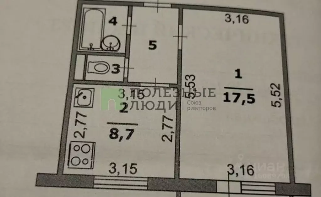 1-к кв. Белгородская область, Белгород Молодежная ул., 16в (34.0 м) - Фото 1