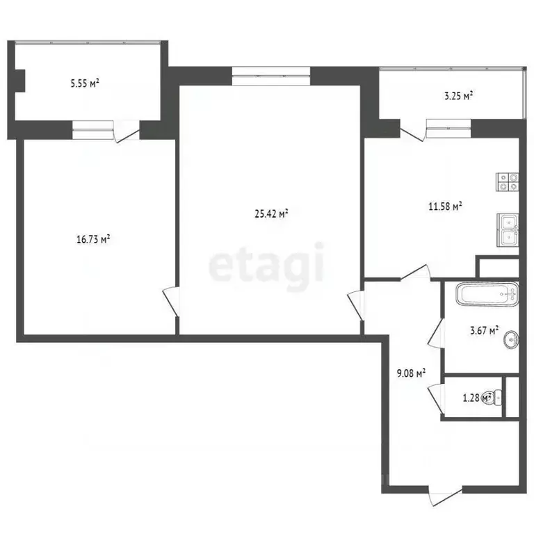 2-к кв. Челябинская область, Челябинск Университетская Набережная ул., ... - Фото 2