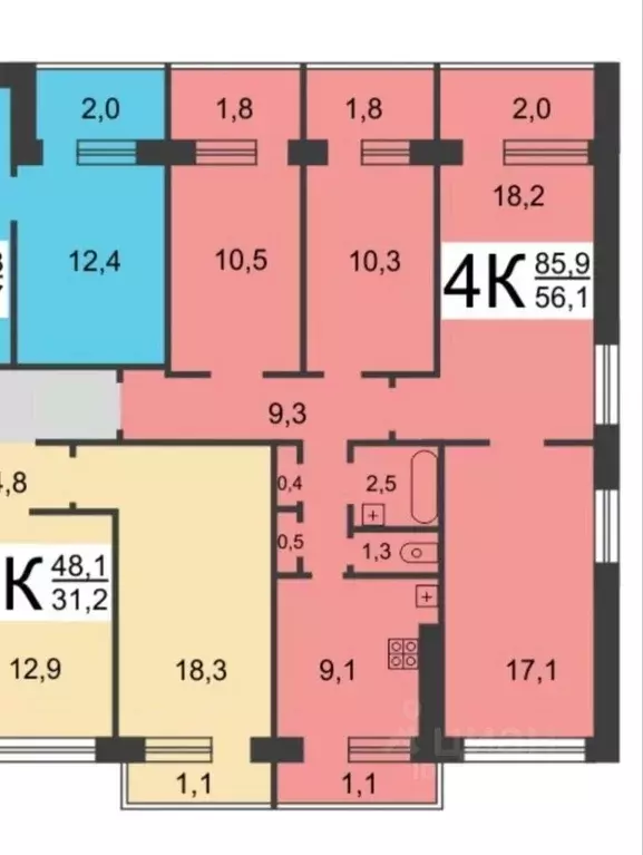 4-к кв. Нижегородская область, Нижний Новгород ул. Героев космоса, 52 ... - Фото 1