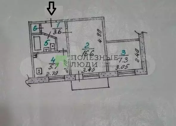 2-к. квартира, 36,7 м, 2/5 эт. - Фото 0