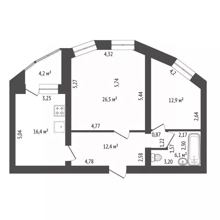 2-к кв. Башкортостан, Уфа ул. Генерала Горбатова, 9/1 (76.0 м) - Фото 2