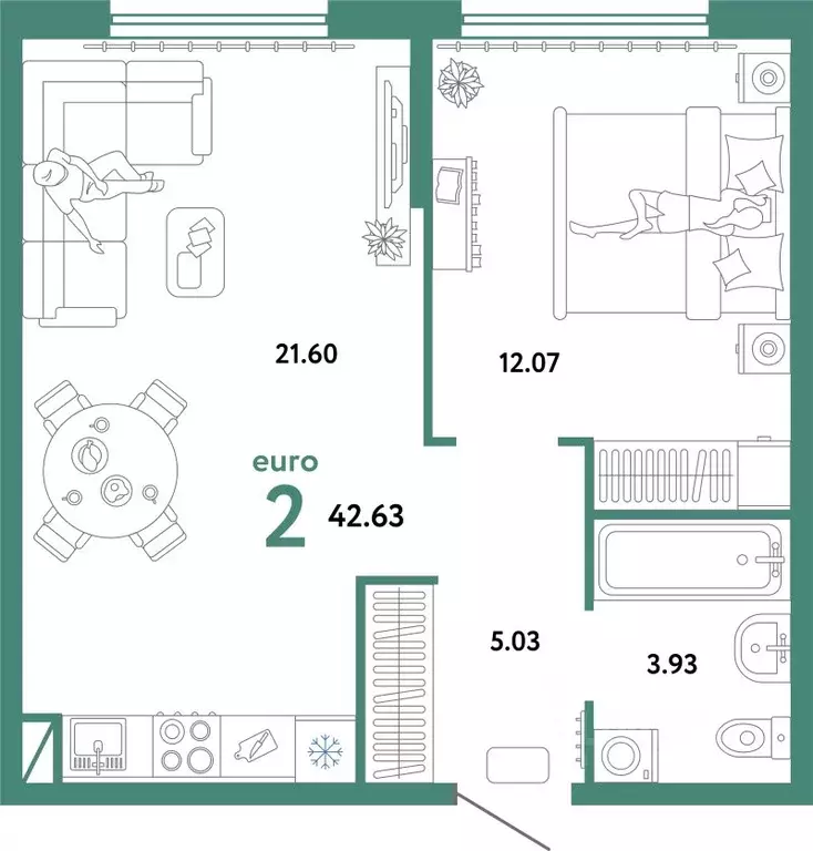 2-к кв. Свердловская область, Екатеринбург ул. Шефская, 22А (42.63 м) - Фото 1