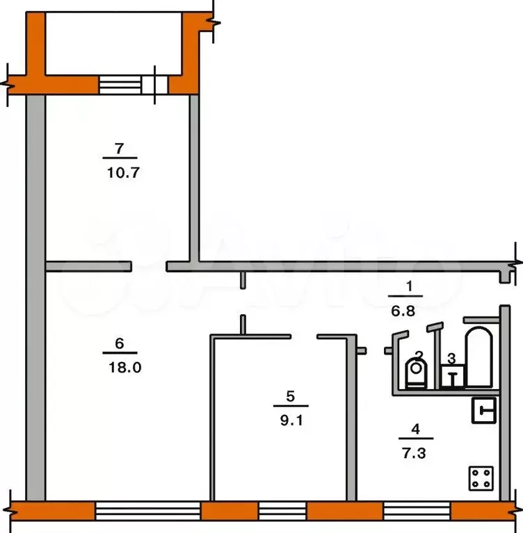 3-к. квартира, 55 м, 4/9 эт. - Фото 0