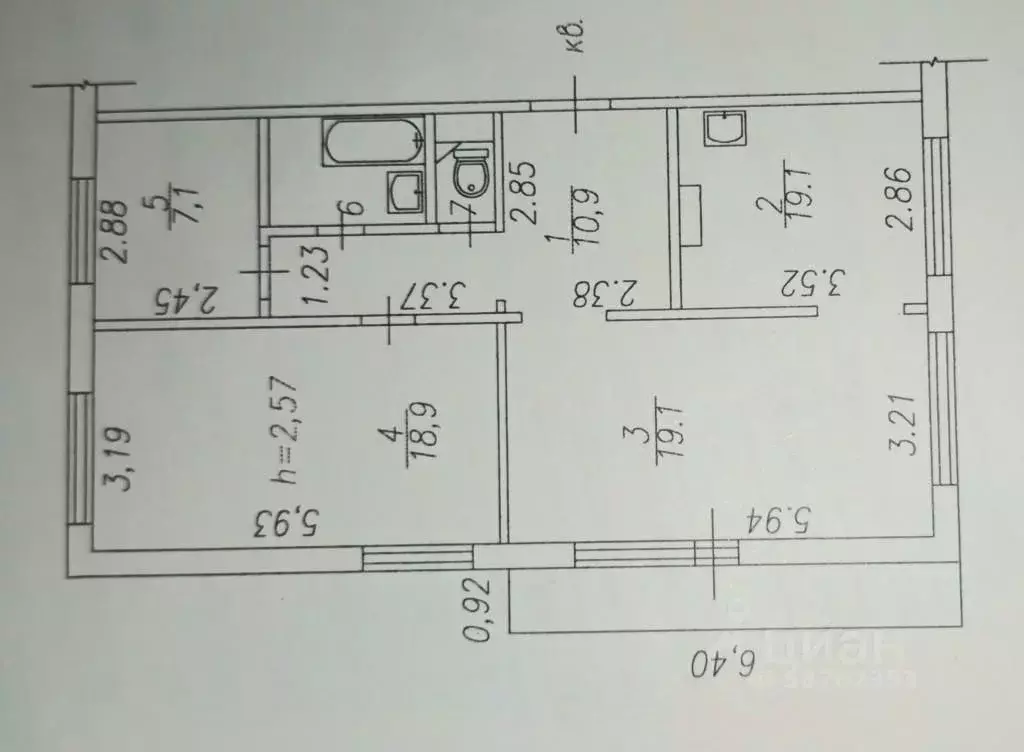 3-к кв. Кемеровская область, Новокузнецк Кузнецкстроевский просп., 50 ... - Фото 2