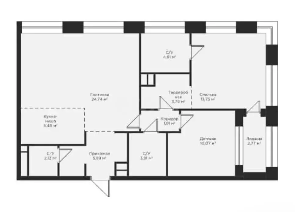 3-комнатная квартира: Казань, улица Алексея Козина, 8 (74.5 м) - Фото 1