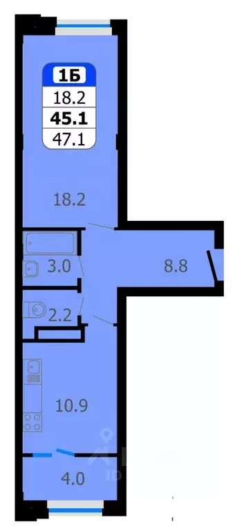 1-к кв. Чувашия, Новочебоксарск Восточная ул., 1к2 (47.1 м) - Фото 0