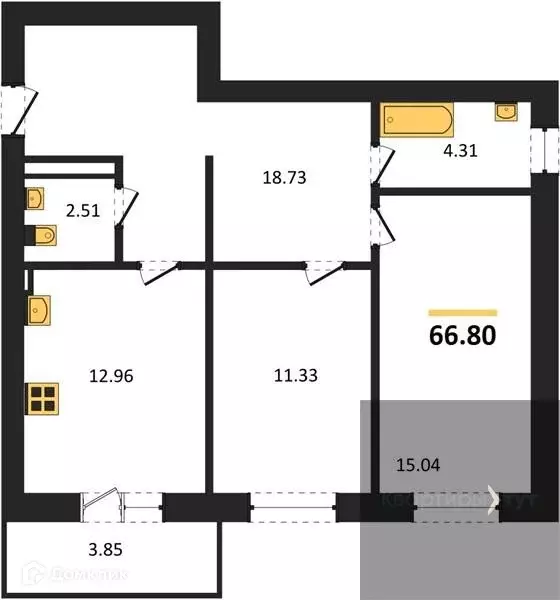 Продаётся 2-к квартира, 66.8 м - Фото 0