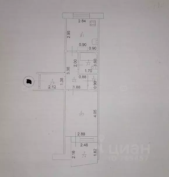 1-к кв. Татарстан, Казань ул. Академика Сахарова, 15 (31.7 м) - Фото 1
