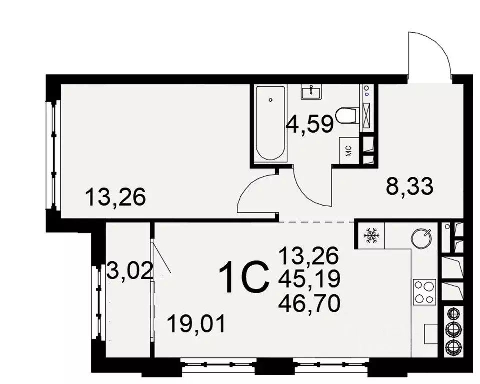 1-к кв. Рязанская область, Рязань проезд Окский, 9 (45.19 м) - Фото 1