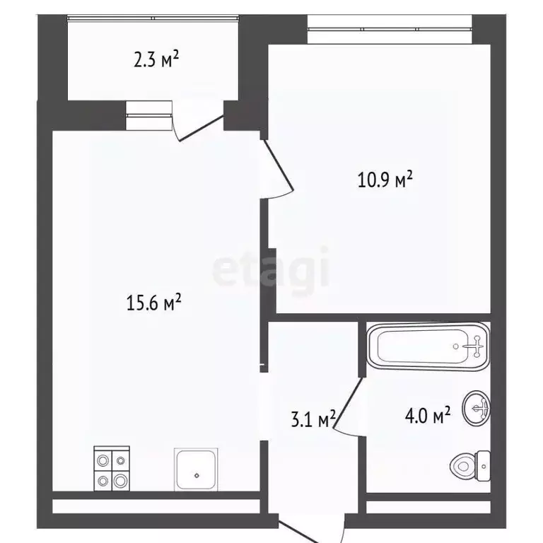 1-к кв. Тюменская область, Тюмень ул. Заполярная, 3 (33.9 м) - Фото 1