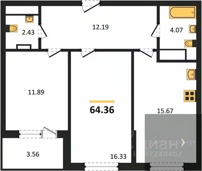 2-к кв. Воронежская область, Воронеж ул. Ломоносова, 116/1 (64.36 м) - Фото 0