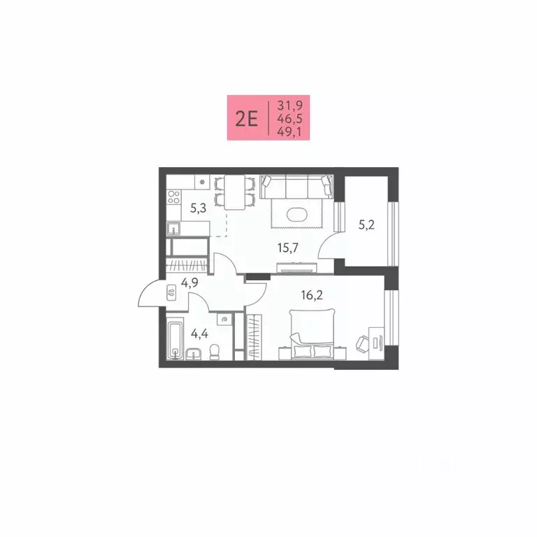 2-к кв. Пермский край, Пермь ул. Левченко, 8 (49.1 м) - Фото 1