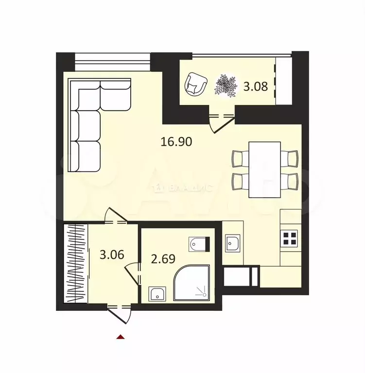 Квартира-студия, 25 м, 5/12 эт. - Фото 0