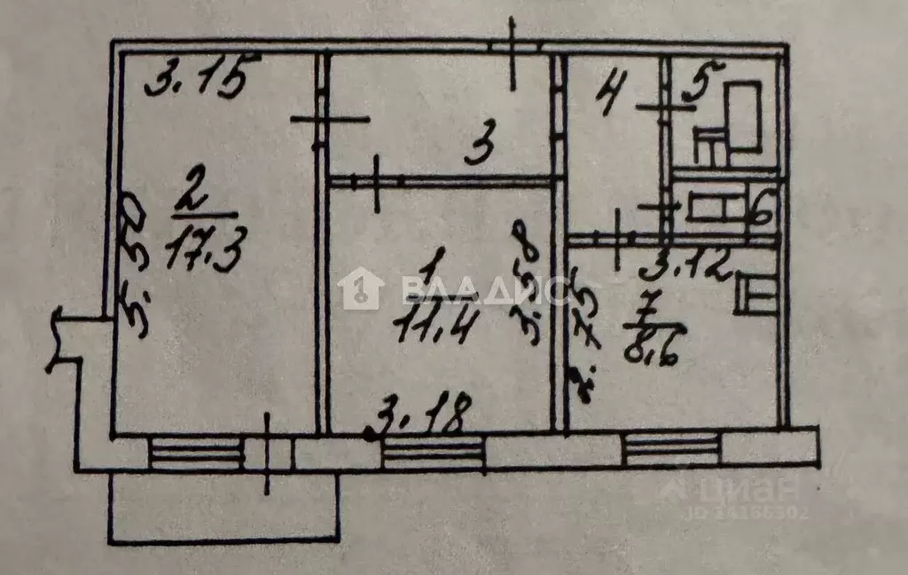 2-к кв. Белгородская область, Белгород ул. Щорса, 45а (52.0 м) - Фото 2