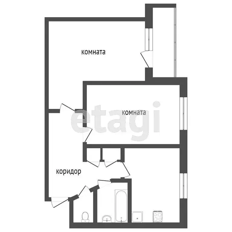 2-комнатная квартира: село Сарафоново, 36 (46.3 м) - Фото 1