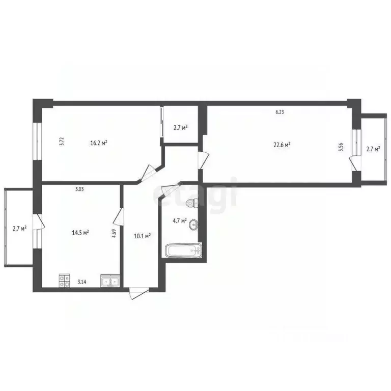 2-к кв. Крым, Феодосия муниципальный округ, Приморский пгт ул. ... - Фото 2