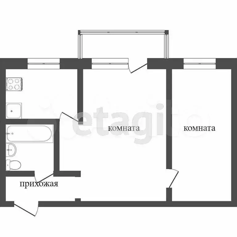 2-к. квартира, 41,4 м, 5/5 эт. - Фото 0