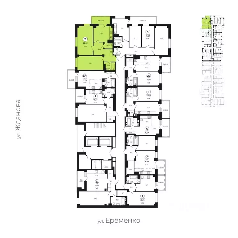 2-к кв. Ростовская область, Ростов-на-Дону ул. Жданова, 31 (65.79 м) - Фото 1