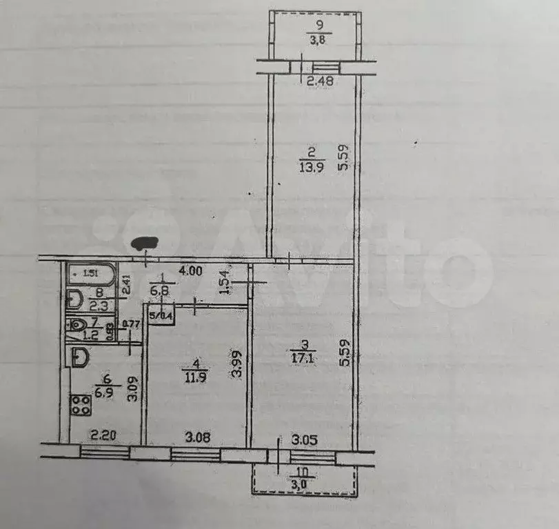 3-к. квартира, 60,5 м, 5/9 эт. - Фото 0