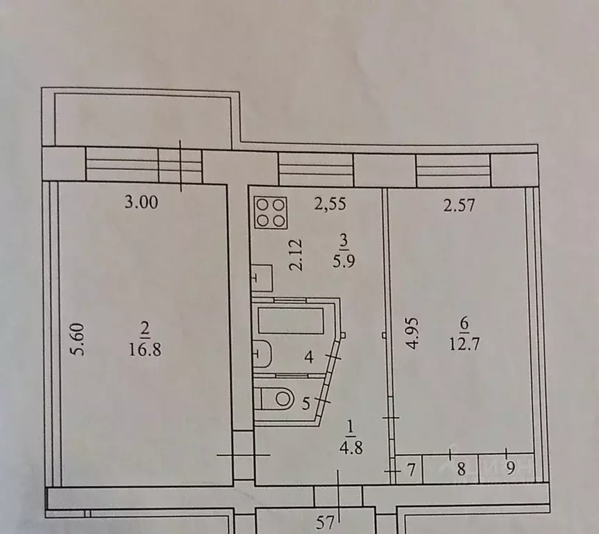 2-к кв. Архангельская область, Архангельск Садовая ул., 12 (44.8 м) - Фото 2