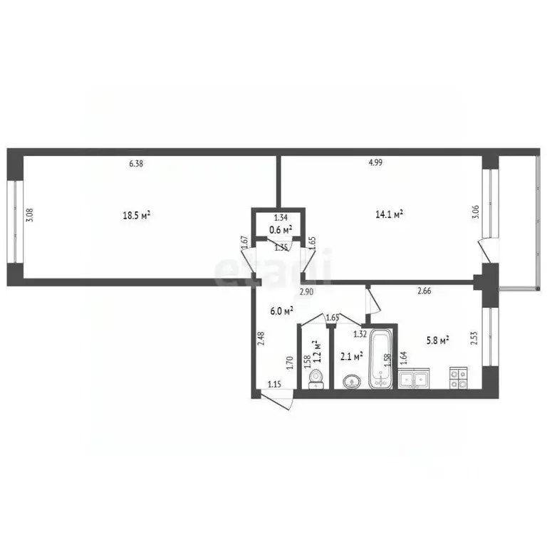 2-к кв. Кемеровская область, Юрга Краматорская ул., 2А (48.3 м) - Фото 1