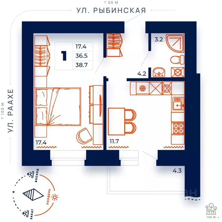 1-к кв. Вологодская область, Череповец ул. Раахе, 68 (38.7 м) - Фото 0