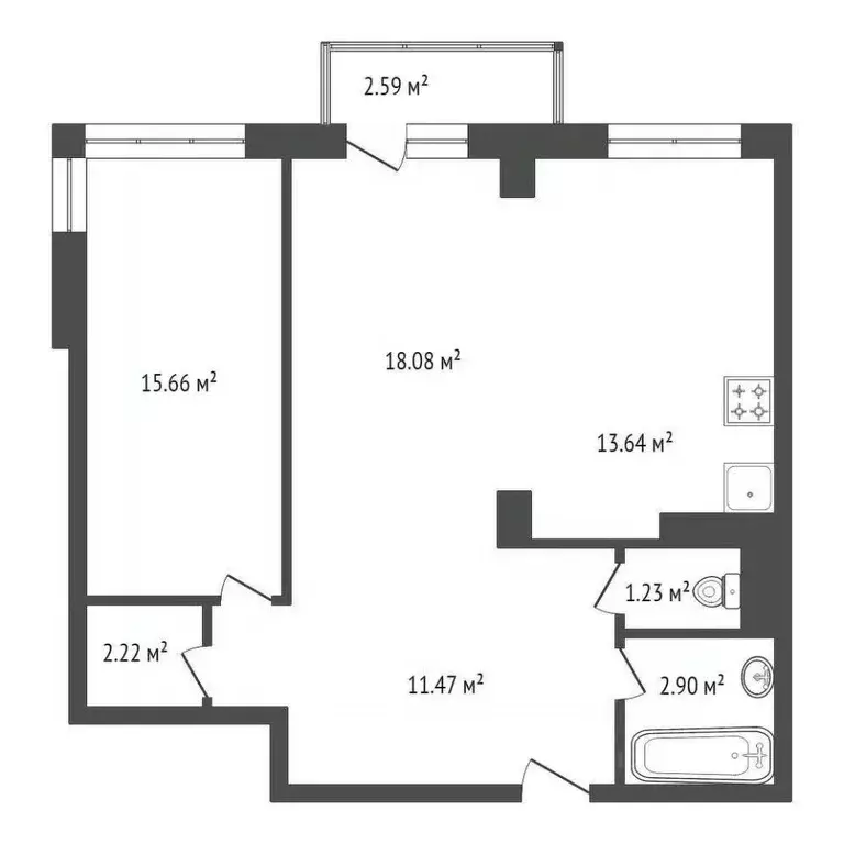 2-к кв. Красноярский край, Красноярск ул. Петра Подзолкова, 28 (65.2 ... - Фото 2
