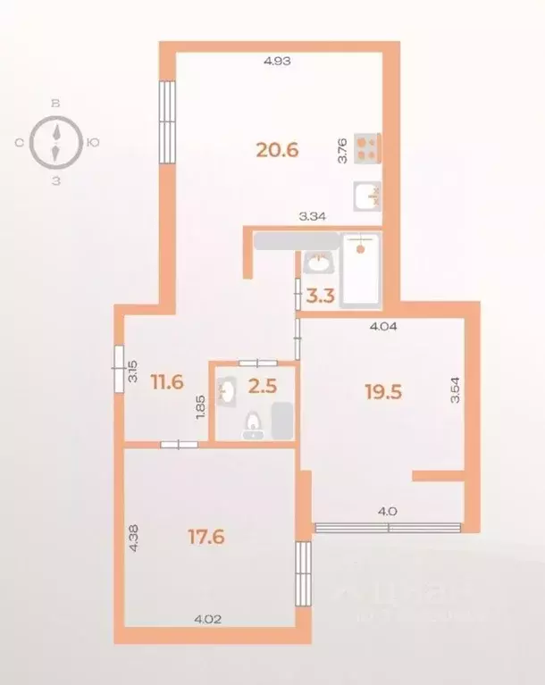 2-к кв. Санкт-Петербург проезд Дизельный, 11к2 (75.1 м) - Фото 1