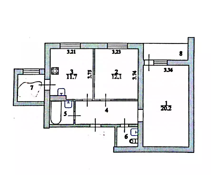 2-к кв. Курская область, Курск ул. Карла Маркса, 65В (61.7 м) - Фото 1