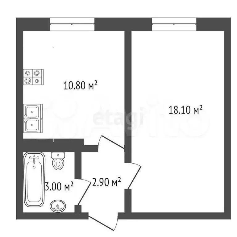 1-к. квартира, 36 м, 1/3 эт. - Фото 0