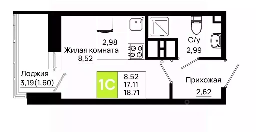 Студия Ростовская область, Ростов-на-Дону Нефтекачка кв-л, Октябрь ... - Фото 1