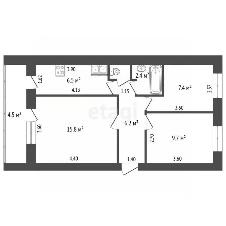 3-к кв. Крым, Феодосия ул. Дружбы, 20 (54.3 м) - Фото 2