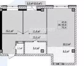 3-к кв. Томская область, Томск ул. Владимира Высоцкого, 8Д (69.8 м) - Фото 2