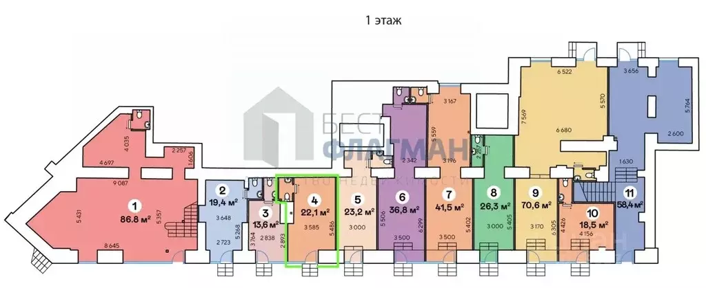 Помещение свободного назначения в Москва Ленинский просп., 70/11 (22 ... - Фото 2